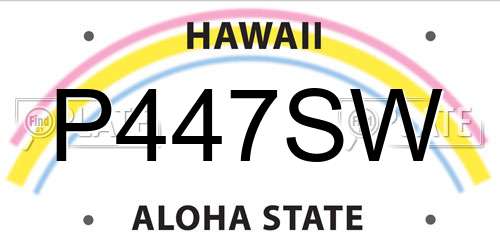 P447SW Hawaii License Plate