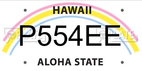 P554EE Hawaii License Plate