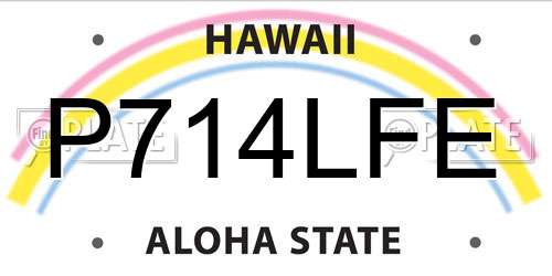 P714LFE Hawaii License Plate