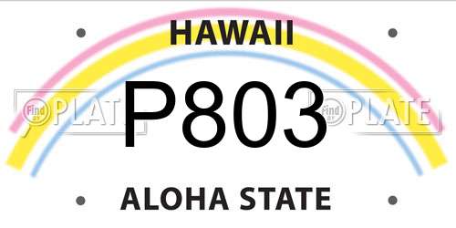 P803 Hawaii License Plate