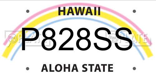 P828SS Hawaii License Plate