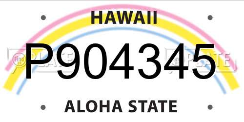 P904345 Hawaii License Plate