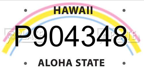 P904348 Hawaii License Plate