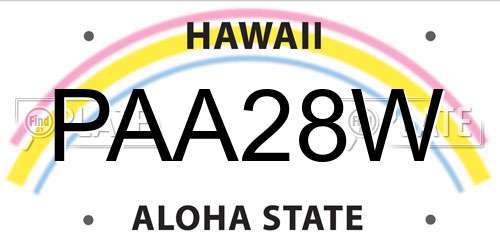 PAA28W Hawaii License Plate