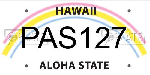 PAS127 Hawaii License Plate