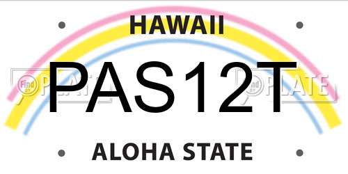 PAS12T Hawaii License Plate