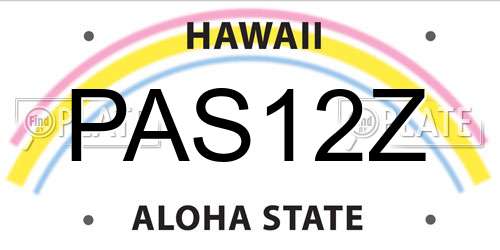 PAS12Z Hawaii License Plate