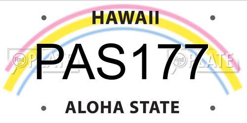 PAS177 Hawaii License Plate