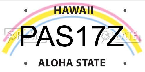 PAS17Z Hawaii License Plate