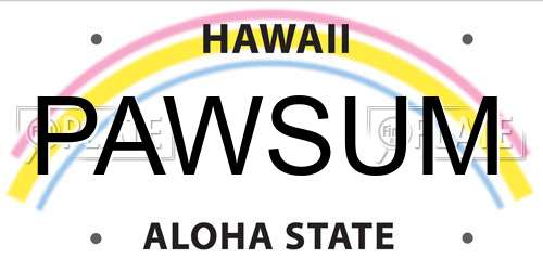 PAWSUM Hawaii License Plate