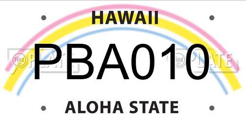 PBA010 Hawaii License Plate