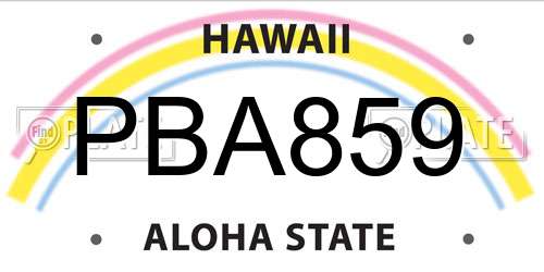 PBA859 Hawaii License Plate