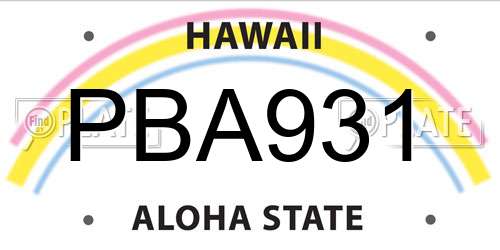 PBA931 Hawaii License Plate