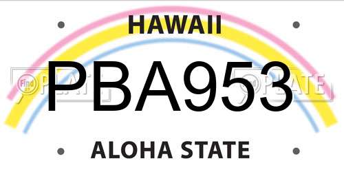 PBA953 Hawaii License Plate