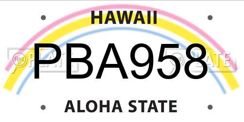 PBA958 Hawaii License Plate