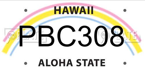 PBC308 Hawaii License Plate