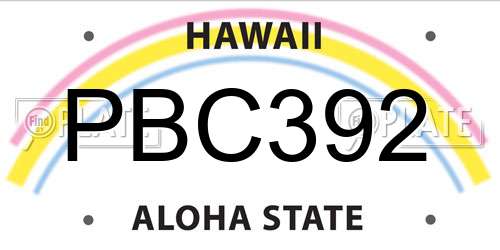 PBC392 Hawaii License Plate