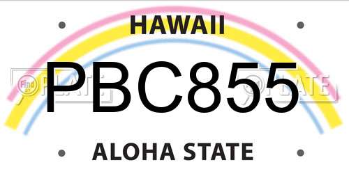 PBC855 Hawaii License Plate