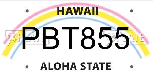 PBT855 Hawaii License Plate