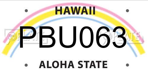 PBU063 Hawaii License Plate