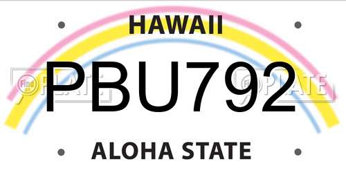 PBU792 Hawaii License Plate