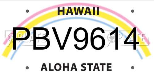 PBV9614 Hawaii License Plate