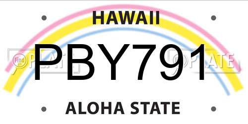 PBY791 Hawaii License Plate