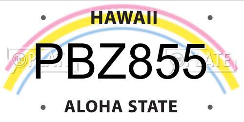 PBZ855 Hawaii License Plate