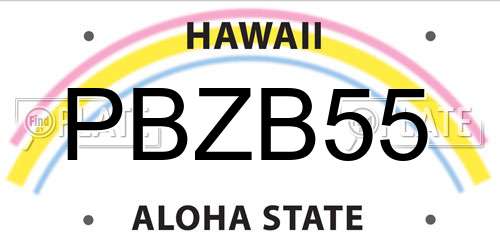 PBZB55 Hawaii License Plate