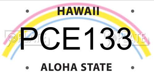 PCE133 Hawaii License Plate