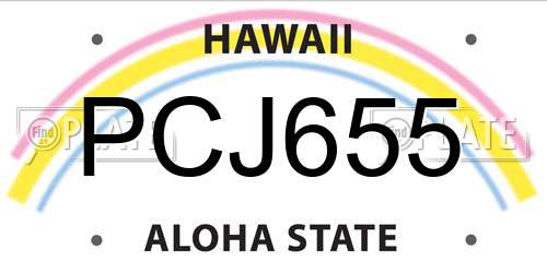 PCJ655 Hawaii License Plate