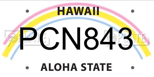 PCN843 Hawaii License Plate