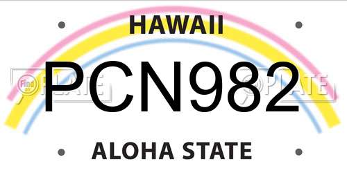 PCN982 Hawaii License Plate