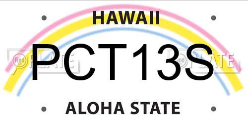 PCT13S Hawaii License Plate