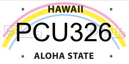 PCU326 Hawaii License Plate