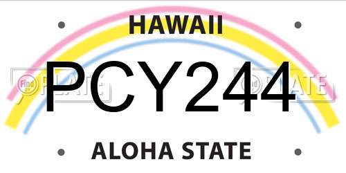 PCY244 Hawaii License Plate