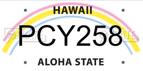 PCY258 Hawaii License Plate