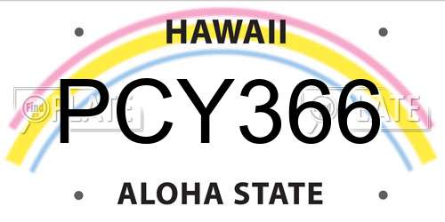 PCY366 Hawaii License Plate