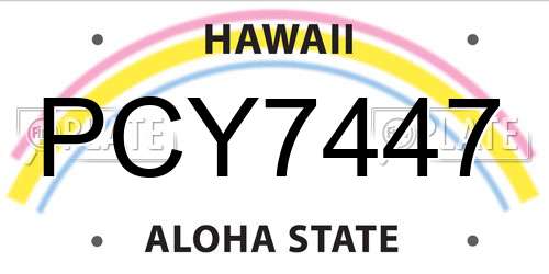 PCY7447 Hawaii License Plate
