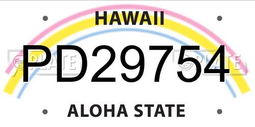 PD29754 Hawaii License Plate