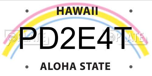 PD2E4T Hawaii License Plate