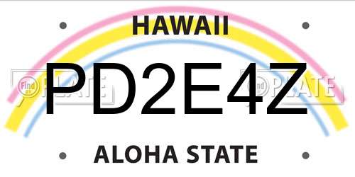 PD2E4Z Hawaii License Plate