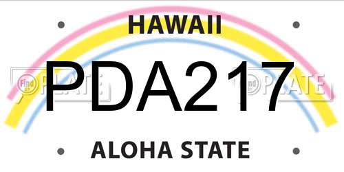 PDA217 Hawaii License Plate