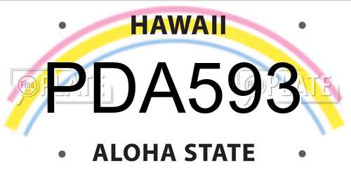 PDA593 Hawaii License Plate