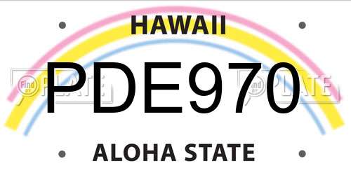 PDE970 Hawaii License Plate