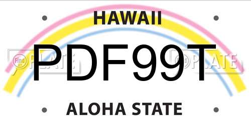 PDF99T Hawaii License Plate