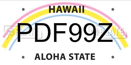 PDF99Z Hawaii License Plate