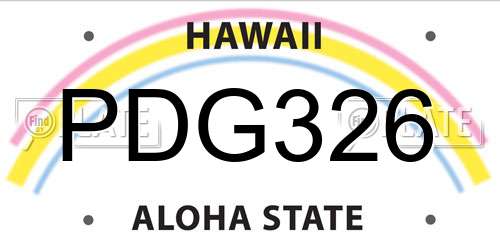PDG326 Hawaii License Plate