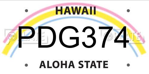PDG374 Hawaii License Plate