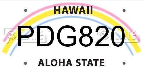 PDG820 Hawaii License Plate